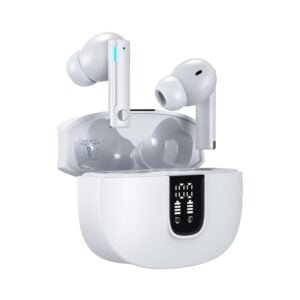 Cellecor BroPods CB33 TWS with 60 Hours Playtime, Digital Display, Automatic Pairing, HD Sound and 5.1V Bluetooth - White