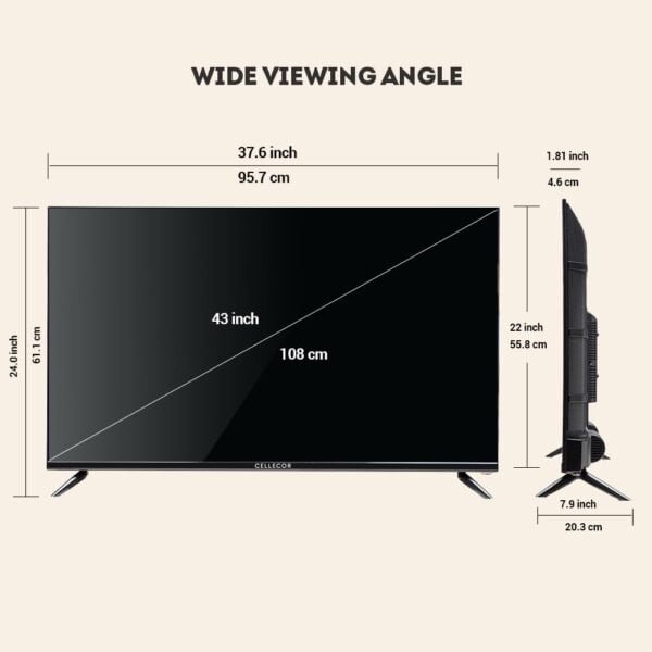 Cellecor E-43P 108 cm (43 inch) Full HD LED Smart Android TV with Voice Remote | Play Store
