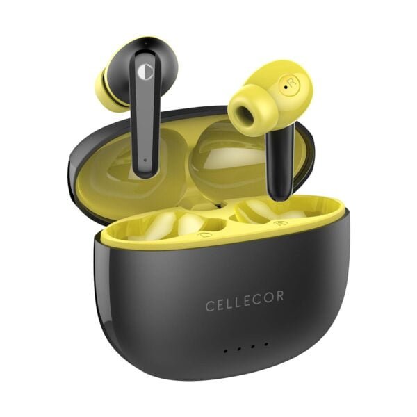 Cellecor BroPods CB03-ACE TWS with 40 Hours Playtime, Automatic Pairing, HD Sound and 5.1V Bluetooth (Black-Yellow)