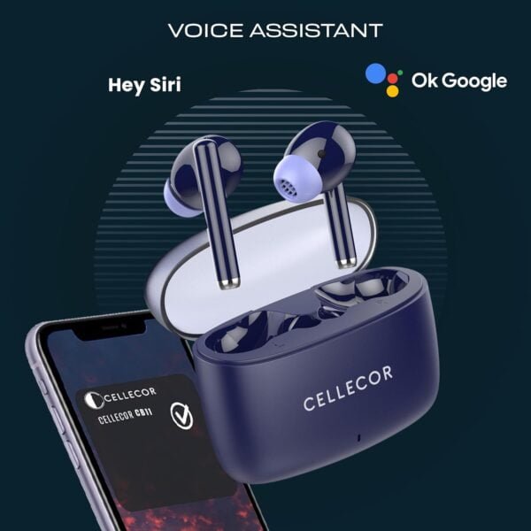 Cellecor Bropods CB11 Waterproof Earbuds with 45 Hours Playtime| 5.1v Bluetooth | Auto Pairing | 13 mm Driver | Voice Assistant | ENC (Blue)