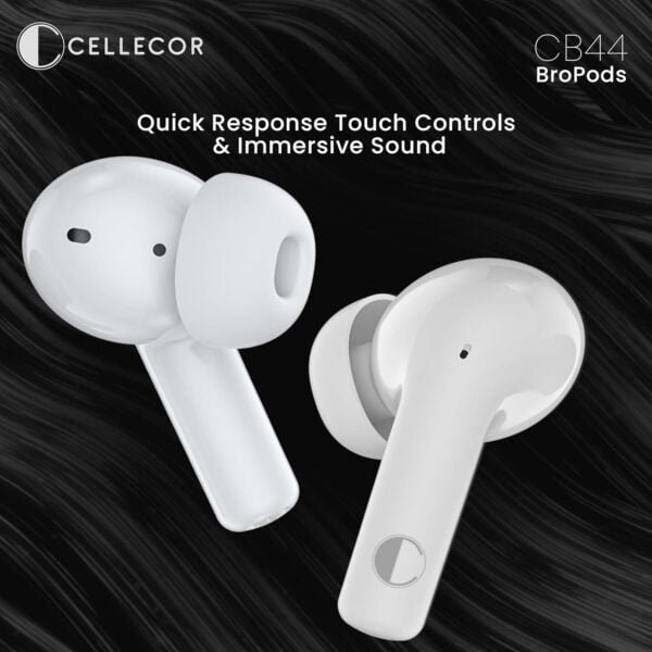 Cellecor BroPods CB44 TWS with 35 Hours Playtime, ENC, Insta Wake N' Pair, HD Sound, 13mm Driver, Truly Wireless (White)