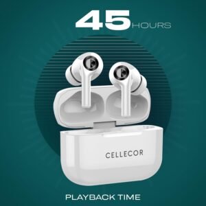 Cellecor Bropods CB22 Waterproof Earbuds with 45 Hours Playtime| 5.1v Bluetooth | Auto Pairing | 13mm Driver | Voice Assistant | ENC (White)