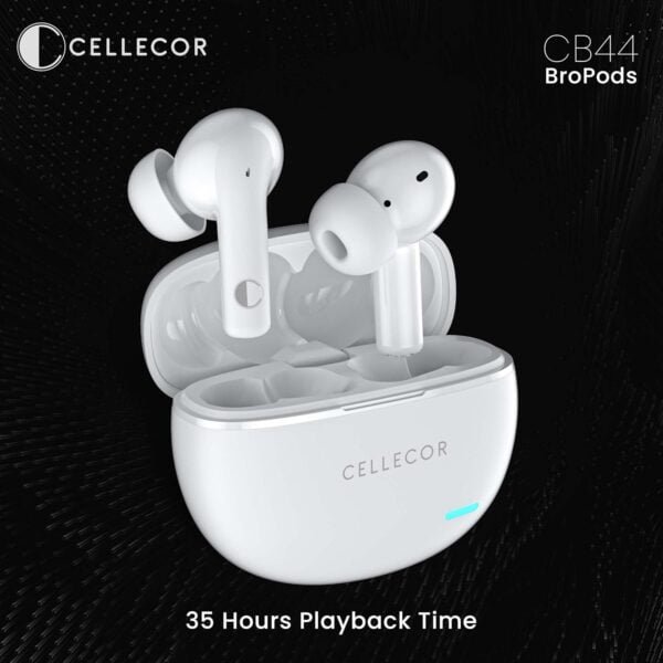 Cellecor BroPods CB44 TWS with 35 Hours Playtime, ENC, Insta Wake N' Pair, HD Sound, 13mm Driver, Truly Wireless (White)