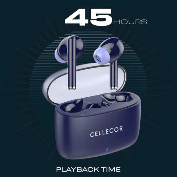 Cellecor Bropods CB11 Waterproof Earbuds with 45 Hours Playtime| 5.1v Bluetooth | Auto Pairing | 13 mm Driver | Voice Assistant | ENC (Blue)