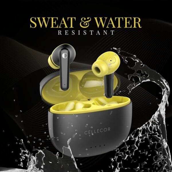 Cellecor BroPods CB03-ACE TWS with 40 Hours Playtime, Automatic Pairing, HD Sound and 5.1V Bluetooth (Black-Yellow)