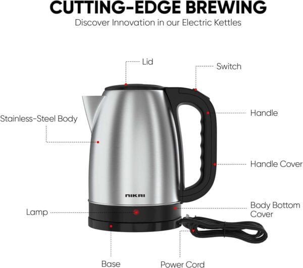 Nikai NK420A 1.7L Stainless Steel Electric Kettle, 2200W Power