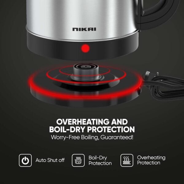 Nikai NK420A 1.7L Stainless Steel Electric Kettle, 2200W Power