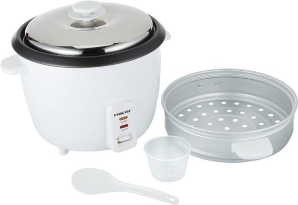 Nikai NR672N1 1.8L Rice Cooker with Steamer, Teflon-Coated Pot