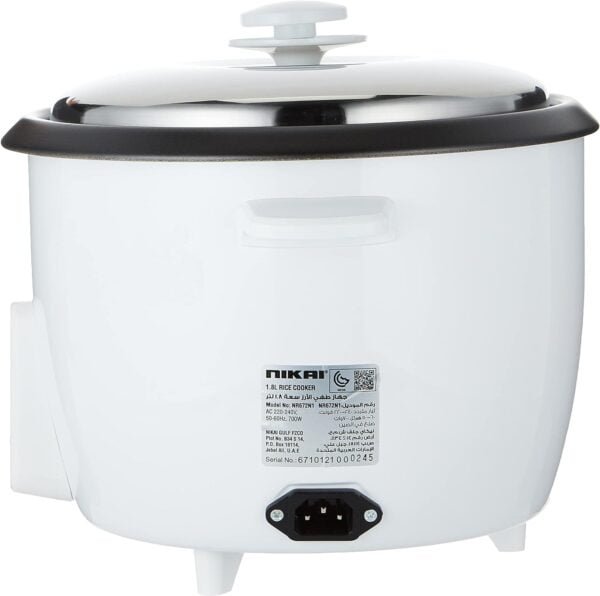 Nikai NR672N1 1.8L Rice Cooker with Steamer, Teflon-Coated Pot