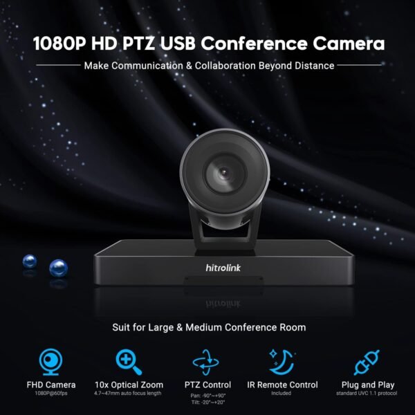 Hitrolink HTI-UC600 USB PTZ Video Conference Camera with IR Remote Control