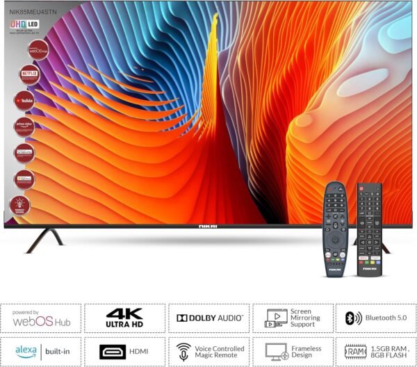 Nikai NIK85MEU4STN 85 Inch UHD LED WebOS Smart Tv Platinum Series