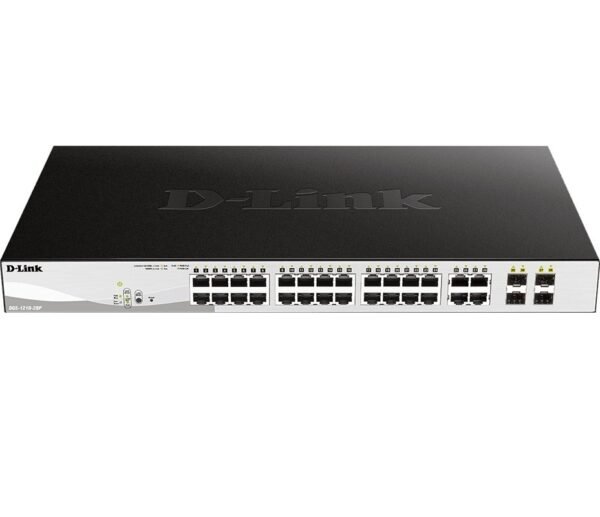 D-Link DGS-F1210-26PS 26-port Switch, 10/100/1000Base-T, Long Range 250m, PoE+, Smart Switch with 24 PoE Ports, 2 SFP Ports