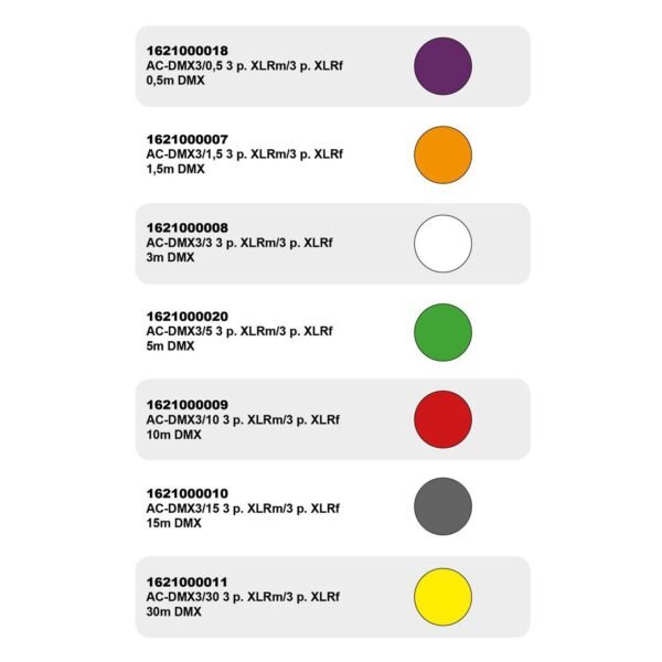 AC-DMX3/0,5 3 p. XLRm/3 p. XLRf 0,5m DMX