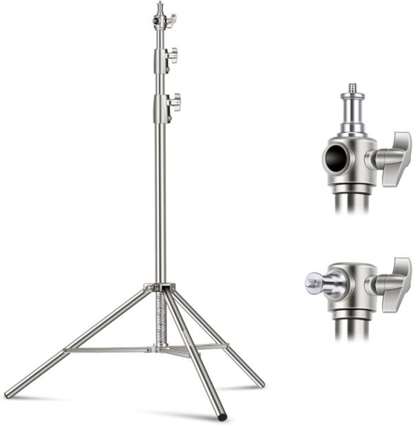 NEEWER ST-280SS 9.2ft/2.8m Stainless Steel Light Stand, Spring Cushioned Heavy Duty Photography Tripod Stand