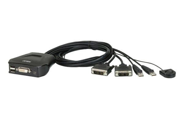 Aten CS22D-AT 2-Port USB DVI Cable KVM Switch with Remote Port Selector