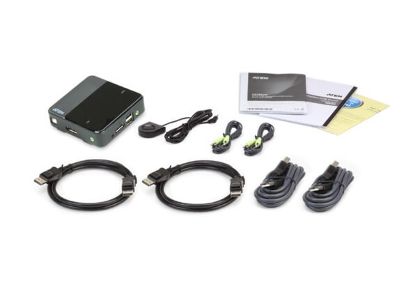 Aten CS782DP-AT 2-Port USB DisplayPort/Audio KVM Switch (4K Supported and Cables included)