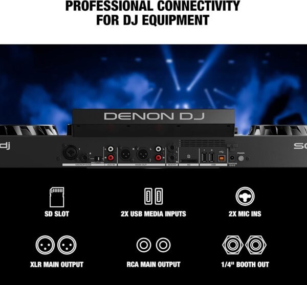 Denon DJ SC LIVE 4 Standalone 4-Deck DJ System with 7" Touchscreen, Built-In Speakers, and Wi-Fi