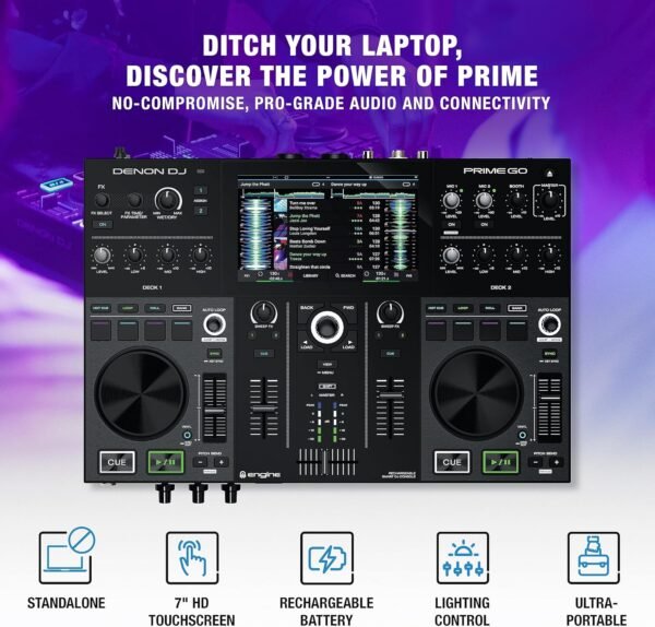 Denon DJ PRIME GO Standalone 2-Deck Smart DJ Controller