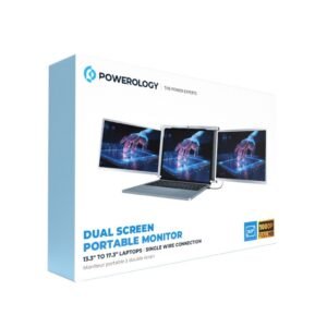 Powerology PDSLM13 Dual Screen Portable Monitor 13.3" To 17.3" Laptops Single Wire Connection