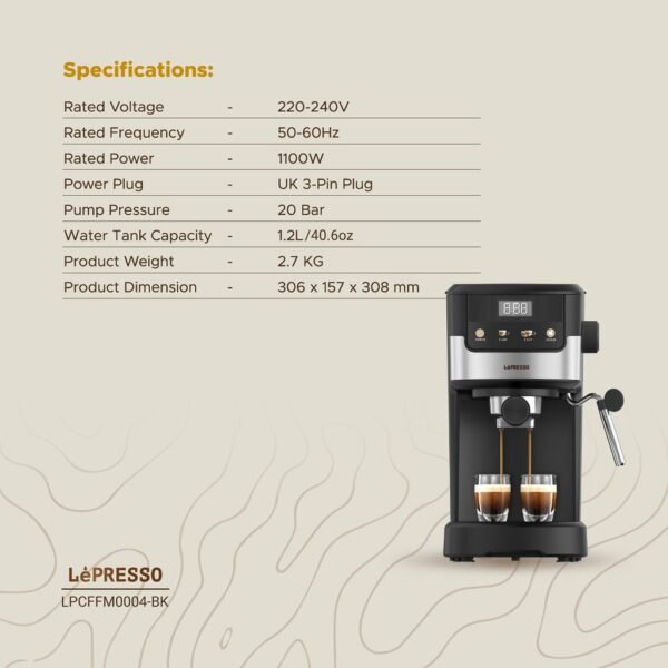 Lepresso Suprema Espresso Machine - Black