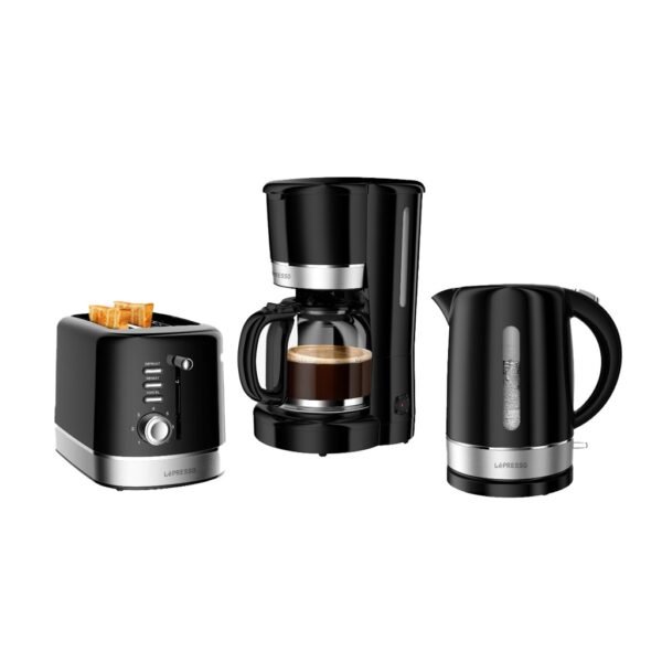 LePresso Breakfast Set Toaster, Kettle and Drip Coffee Maker - Black