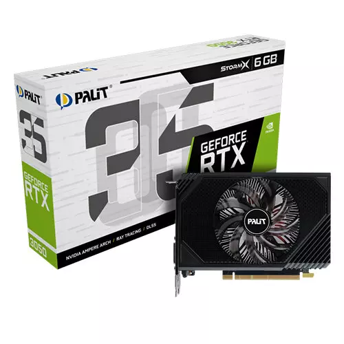 Palit GeForce RTX 3050 StormX 6G GDDR6X 96-Bit Video Card, DLSS Palit GeForce RTX 3050 StormX 6G GDDR6X 96-Bit Video Card, DLSS