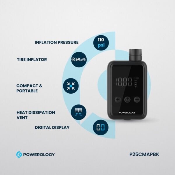 Powerology P25CMAPBK Super Compact Tire Inflator