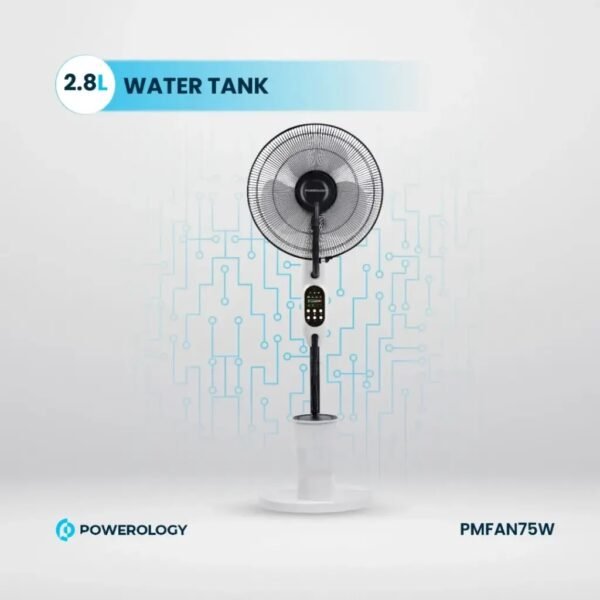 Powerology PMFAN75W Tilt & Oscillating Fan Mist Spray & Humidifier