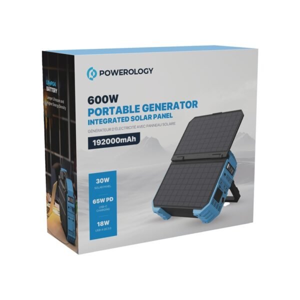 Powerology PPBCHA30 600W 192000mAh Portable Generator Integrated Solar Panel