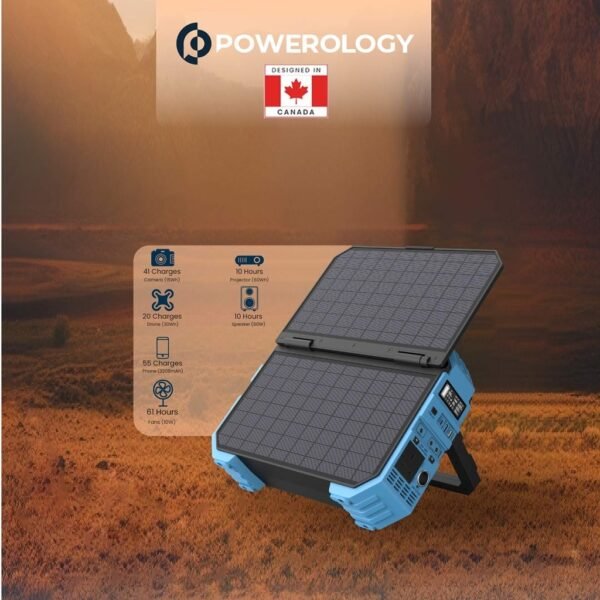 Powerology PPBCHA30 600W 192000mAh Portable Generator Integrated Solar Panel