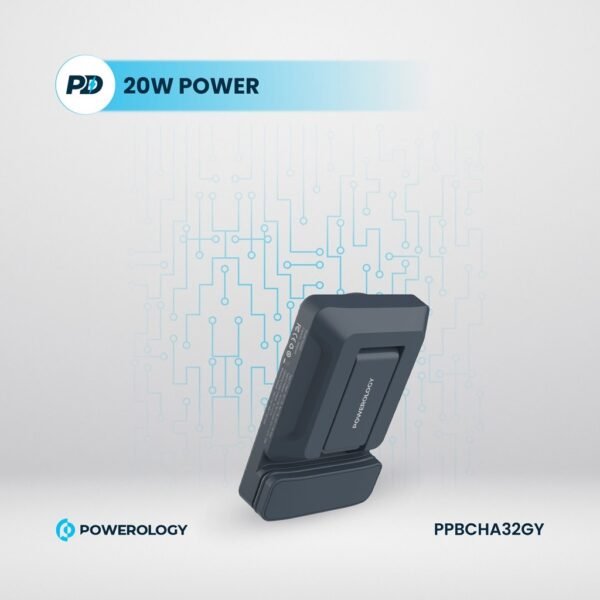 POWEROLOGY PPBCHA32GY 5000mAh Powerbank Magsafe Charging Air-Vent Mount