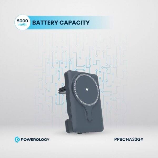 POWEROLOGY PPBCHA32GY 5000mAh Powerbank Magsafe Charging Air-Vent Mount