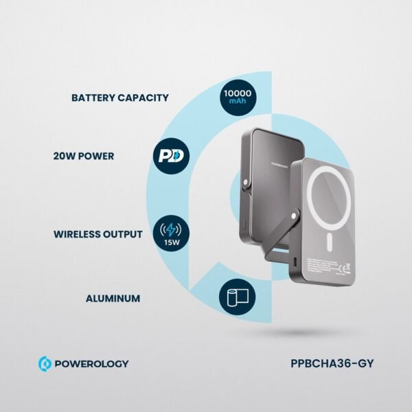 POWEROLOGY PPBCHA36-GY 10000mAh Magsafepower Glass Surface