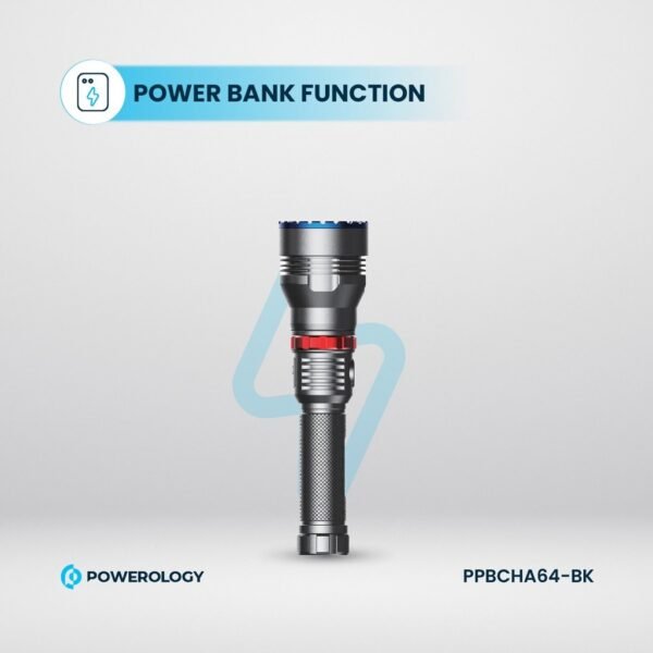 Powerology PPBCHA64-BK 1000LM/900M Rechargeable LED Flash Light