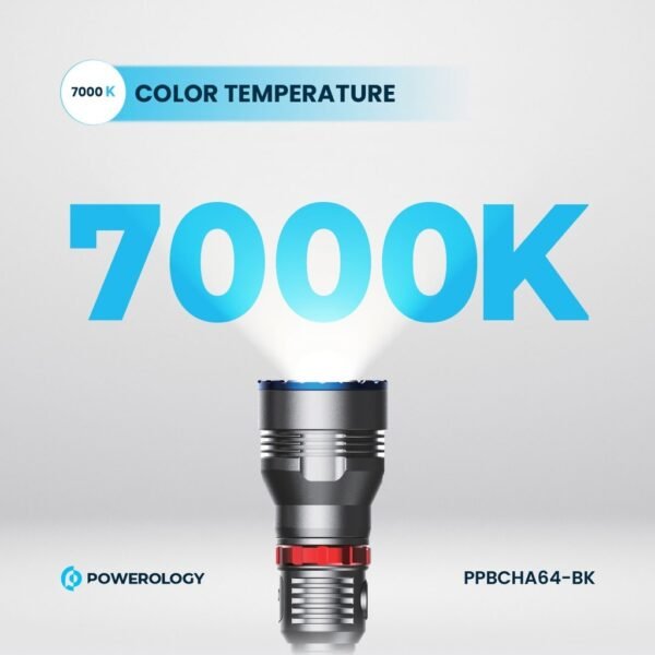 Powerology PPBCHA64-BK 1000LM/900M Rechargeable LED Flash Light