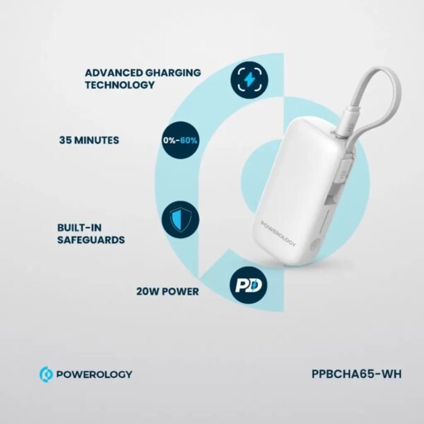 POWEROLOGY PPBCHA65-WH 5000mAh Power Bank