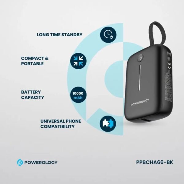 POWEROLOGY PPBCHA66-BK 10000mAh Power Bank