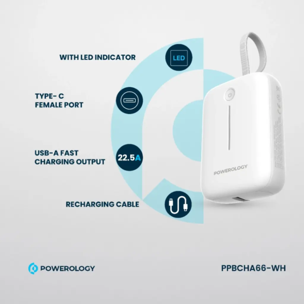 POWEROLOGY PPBCHA66-WH 10000mAh Power Bank