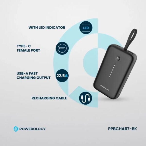 POWEROLOGY PPBCHA67-BK Powerology 20000mAh Power Bank