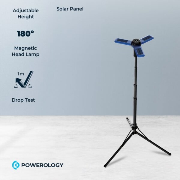 Powerology PWCSFTLDL 2600mAh Camping Light With Tripod Stand Built-in Solar Panels