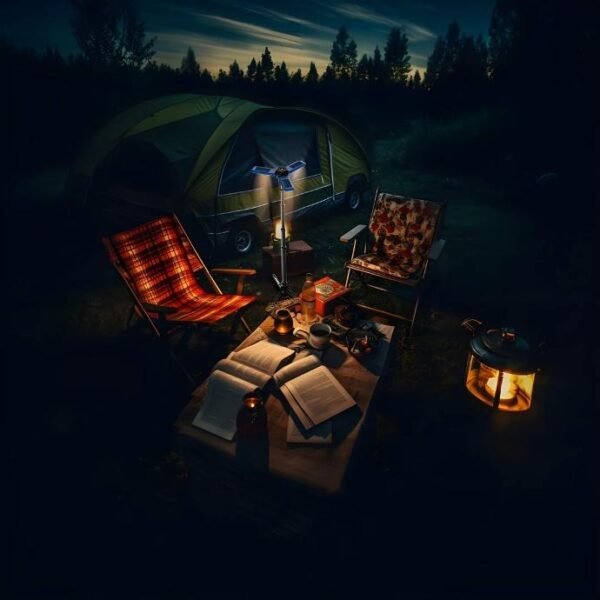 Powerology PWCSFTLDL 2600mAh Camping Light With Tripod Stand Built-in Solar Panels