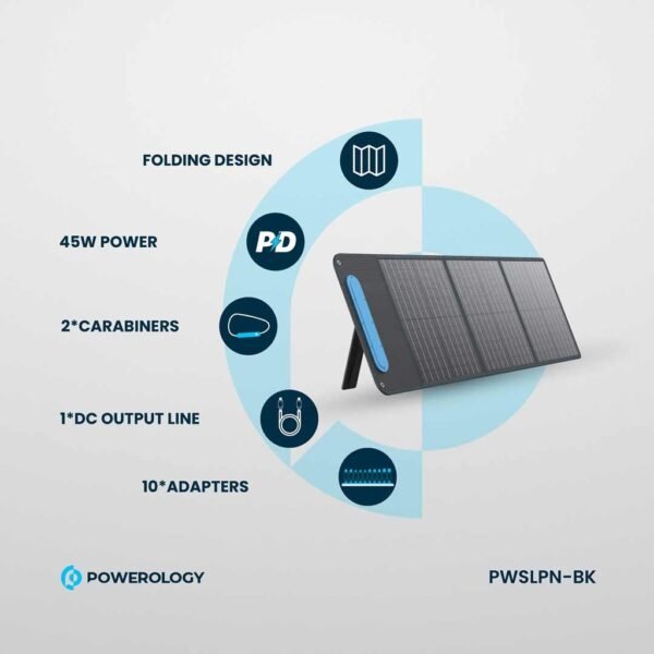 Powerology PWSLPN-BK 60W Portable Solar Panel
