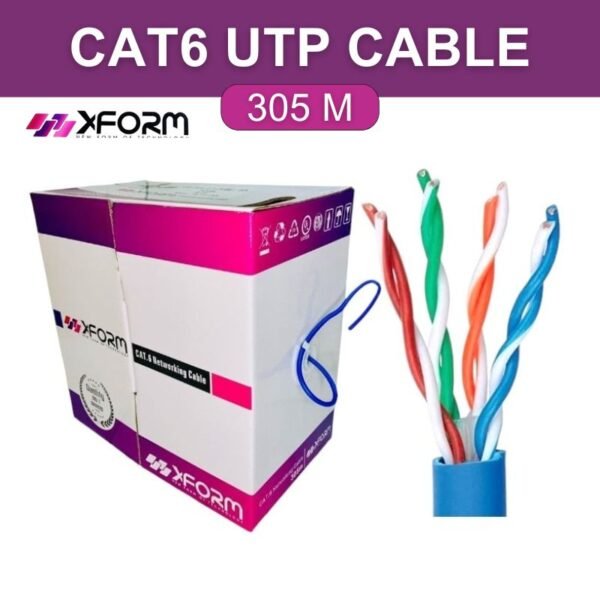 XForm ED-3180 CAT6 UTP 4x2x0.5mm (24awg) CCA (305 Meter) Blue PVC Indoor Cable