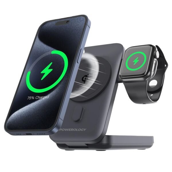 POWEROLOGY PPBCHA35-BK 10000mAh Qi2 - 15W iPhone 15 Magsafe Powerbank - Watch Charger