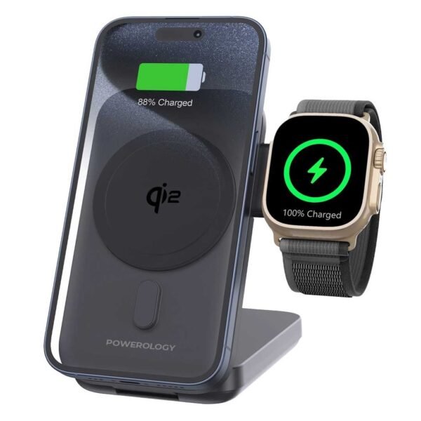 POWEROLOGY PPBCHA35-BK 10000mAh Qi2 - 15W iPhone 15 Magsafe Powerbank - Watch Charger