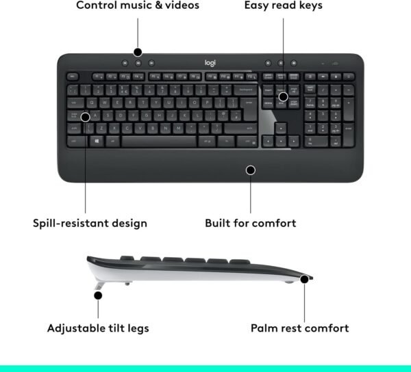 Logitech MK540 Advanced Wireless Keyboard and Mouse Combo English-Arabic