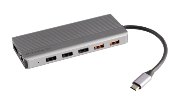 POWEROLOGY  P121HBCGY 12 in 1 - Hdmi & DP 4K Usb-C Hub Ethernet 10Gbps Data Transfer