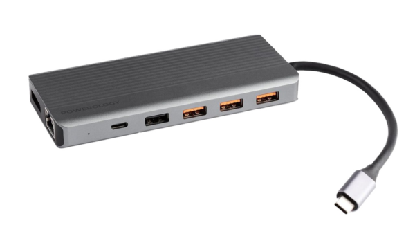 POWEROLOGY  P131HBCGY 13 in 1 Dual Hdmi & DP 4K USB-C Hub Ethernet 10Gbps Data Transfer
