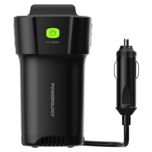POWEROLOGY P150INVBK 150W Cup Holder Power Inverter Dual USB-C & USB-A QC3.0