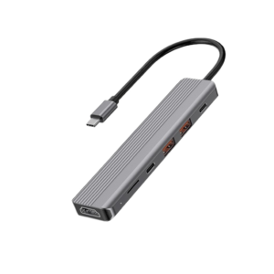 POWEROLOGY  P61HBCGY 6 in 1 Slim 4K HDMI USB-C Hub 10Gbps Data Transfer